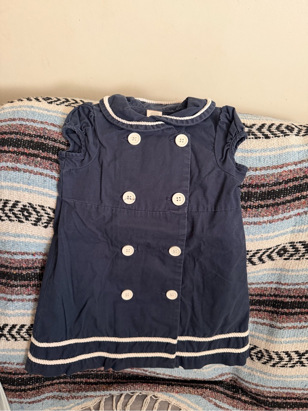 2007 vintage Gymboree Navy Sailor-Style Double-Breasted Dress